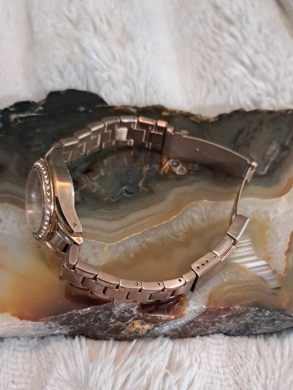 Fossil Women's Riley Mini Rose Gold Bracelet Watch with Crystal Accents ES2889